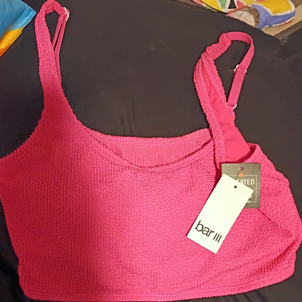 Bar III Hot Pink Textured Bralette